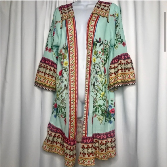 LAST 1 Umgee NWT Boutique MINT BLUE Kimono S M L - Picture 10 of 12